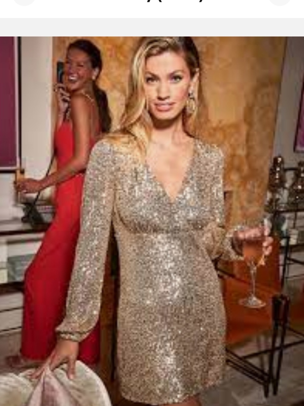 NWT Size 4 Lilly Pulitzer Gold Sequin V-Neck Mini Dress